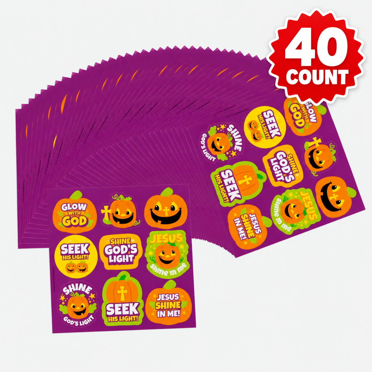 Christian Pumpkin Sticker Sheets - 40 Sheets